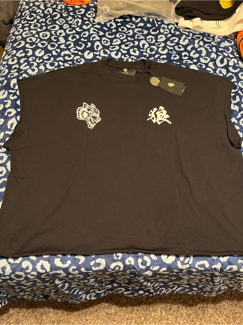 Black Graphic Sleeveless Men’s Shirt - Wolf Design Darc Sport numbered
